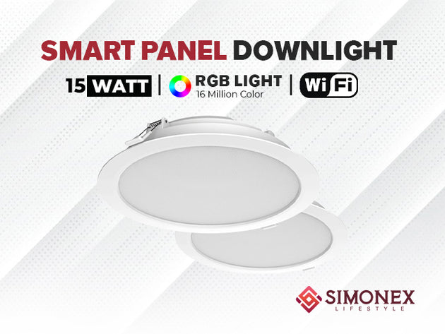 Simonex Sternet Smart 15 Watt Smart Panel Downlight | CCT | Compatible with Amazon Alexa & Google Home | STD15WT