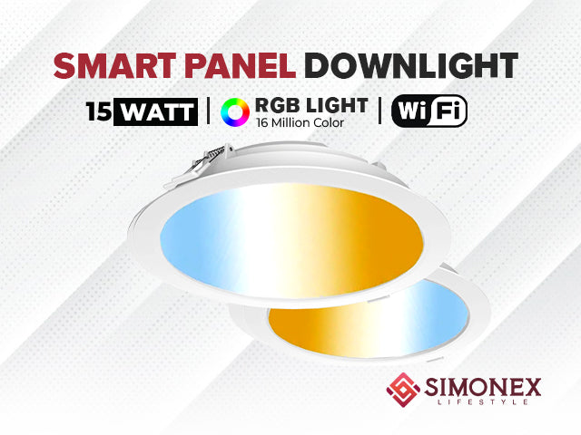 Simonex Sternet Smart 15 Watt Smart Panel Downlight | CCT + RGB | Compatible with Amazon Alexa & Google Home | STD15WC