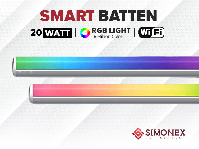 Simonex Sternet Smart 20 Watt Smart Batten | CCT + RGB | Compatible with Amazon Alexa & Google Home | STT20WC